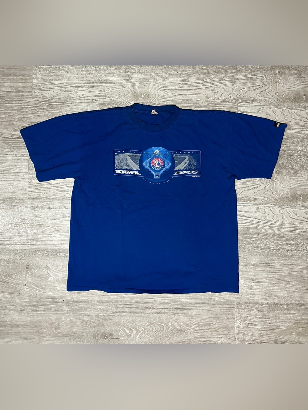 2000 Montreal Expos Puma Royal Blue Vintage MLB Graphic T-Shirt